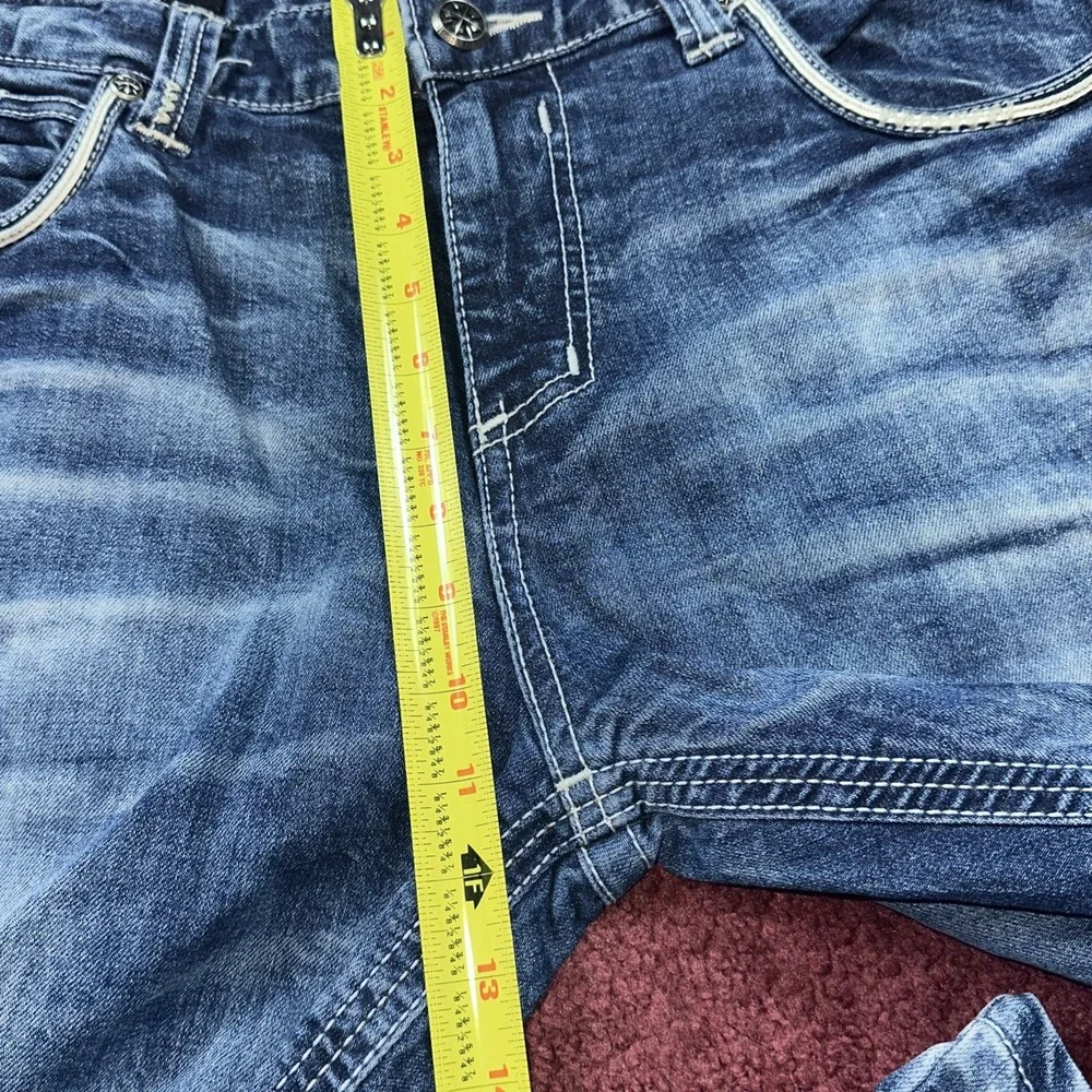 Affliction Grant Men's Jeans 36x32 Blue Distressed Straight Fit Street wear